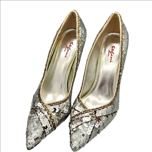 Silver Sequin Pumps Size 7
